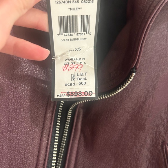 BCBG Burgundy Leather Jacket - Picture 3 of 3